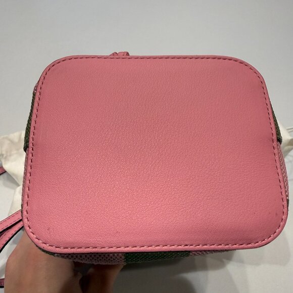 Fendi Mini Mon Tresor Bucket Bag Pequin Raffia w/ Dustbag - Green / Pink - Picture 3 of 10